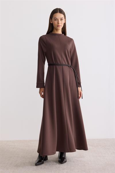 Modal Kumaş A Form Elbise Mocha
