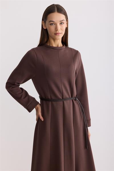 Modal Kumaş A Form Elbise Mocha