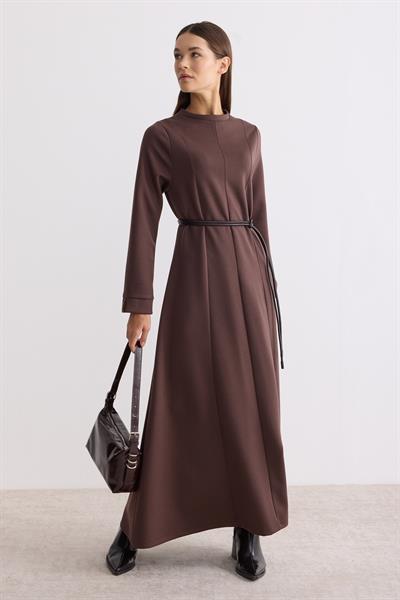 Modal Kumaş A Form Elbise Mocha