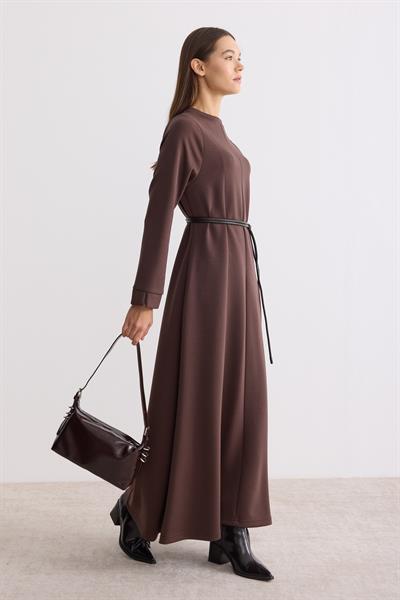 Modal Kumaş A Form Elbise Mocha