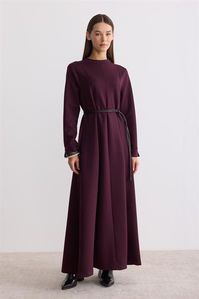 Modal Kumaş A Form Elbise Mürdüm