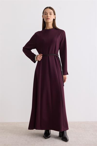 Modal Kumaş A Form Elbise Mürdüm