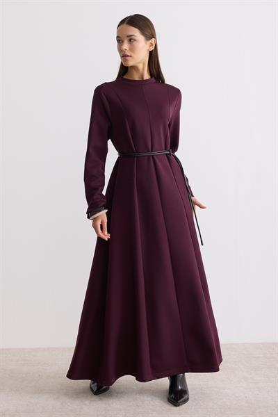 Modal Kumaş A Form Elbise Mürdüm