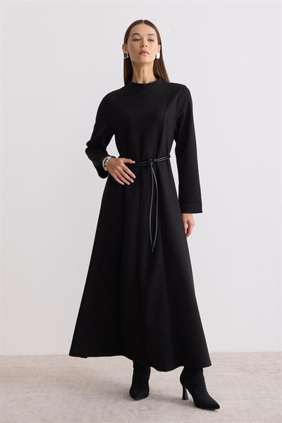 Modal Kumaş A Form Elbise Siyah