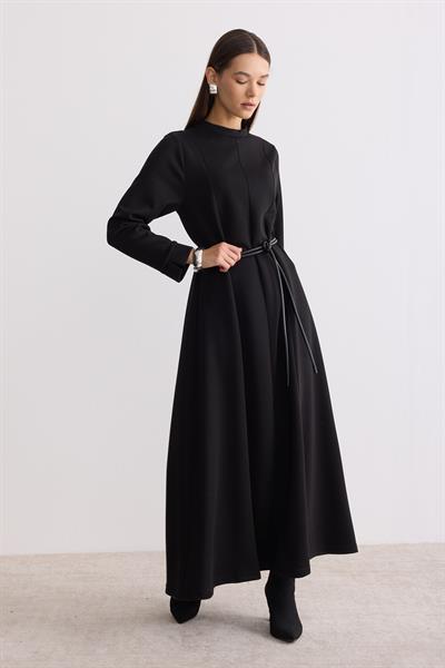 Modal Kumaş A Form Elbise Siyah
