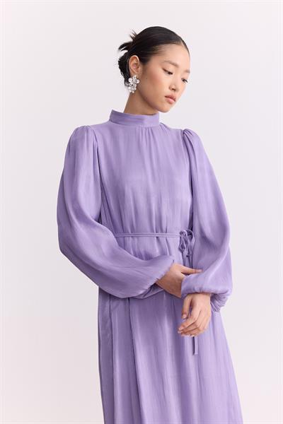 Organze Saten Kalem Elbise Lila