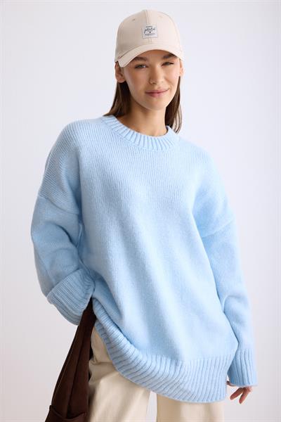 Oversize Triko Kazak Açık Mavi