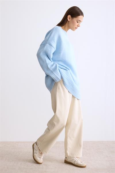 Oversize Triko Kazak Açık Mavi