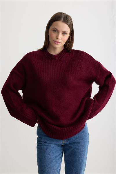 Oversize Triko Kazak Bordo