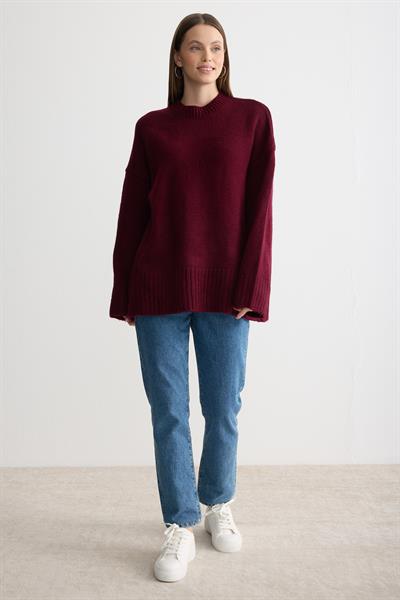 Oversize Triko Kazak Bordo