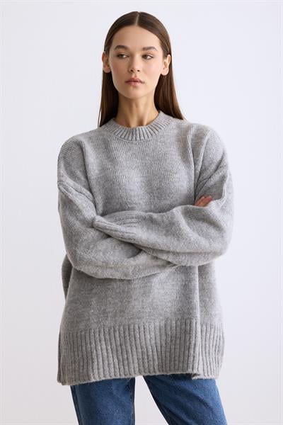 Oversize Triko Kazak Gri