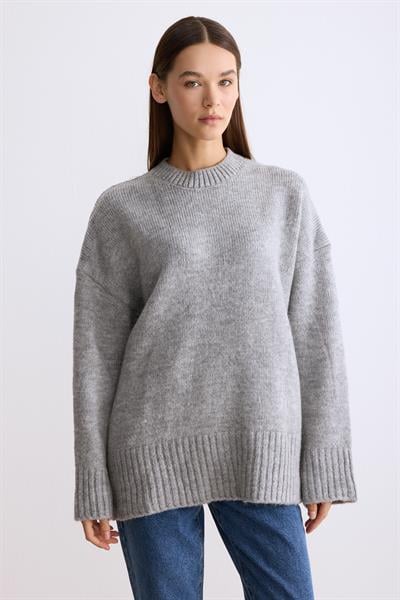 Oversize Triko Kazak Gri