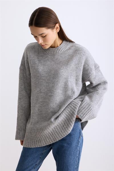 Oversize Triko Kazak Gri