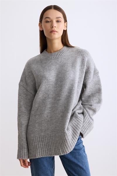 Oversize Triko Kazak Gri