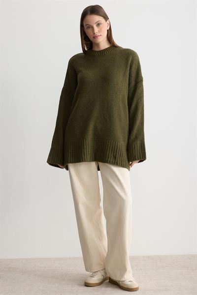 Oversize Triko Kazak Haki