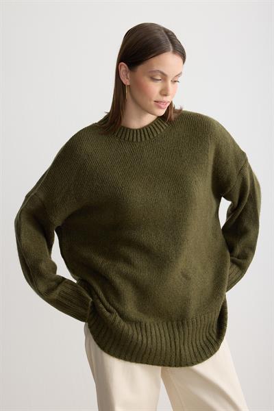 Oversize Triko Kazak Haki