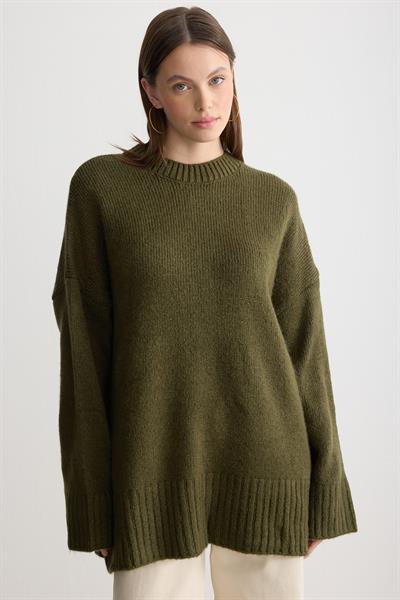 Oversize Triko Kazak Haki