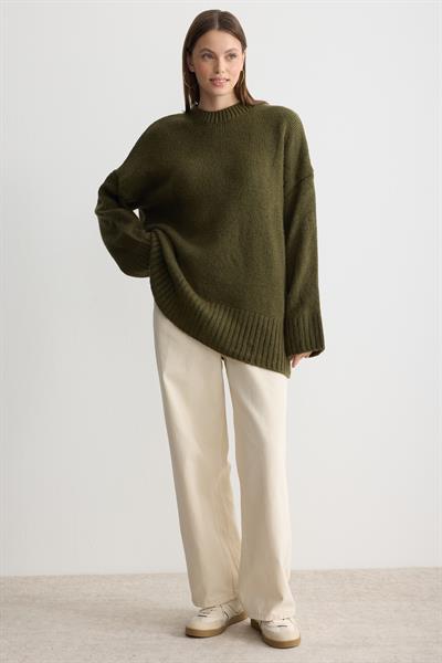 Oversize Triko Kazak Haki