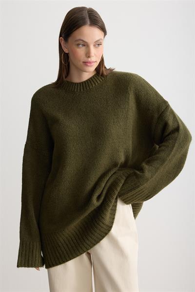 Oversize Triko Kazak Haki