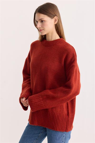 Oversize Triko Kazak Kiremit