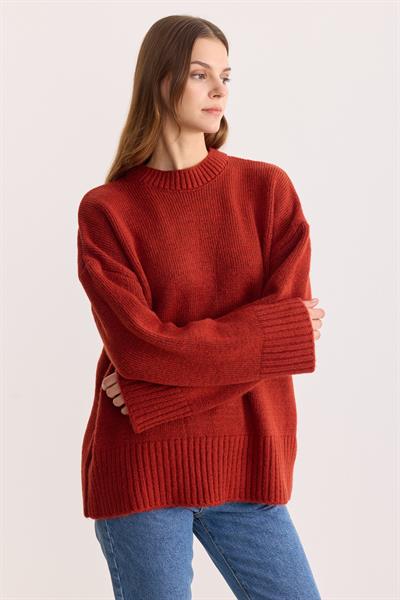 Oversize Triko Kazak Kiremit