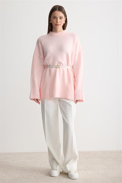 Oversize Triko Kazak Pembe