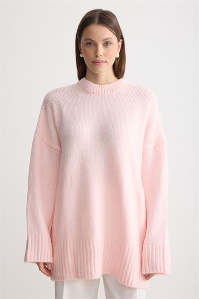 Oversize Triko Kazak Pembe