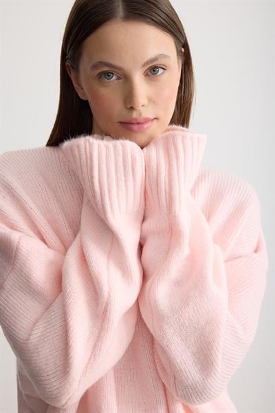 Oversize Triko Kazak Pembe