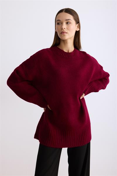 Oversize Triko Kazak Vişne