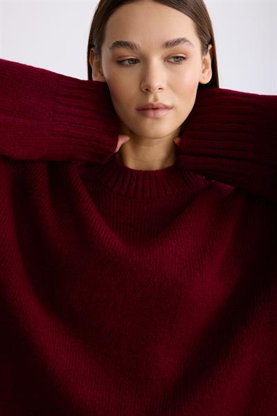 Oversize Triko Kazak Vişne