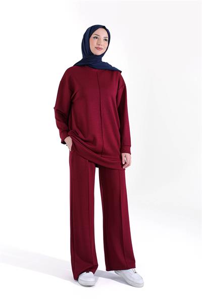Pamuklu Oysho Kumaş Eşofman Takımı Bordo