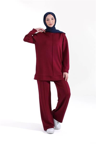 Pamuklu Oysho Kumaş Eşofman Takımı Bordo