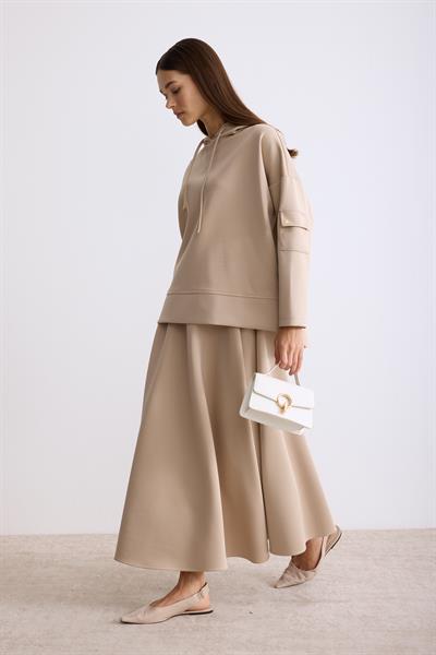 Puf Scuba Etekli Takım Bej