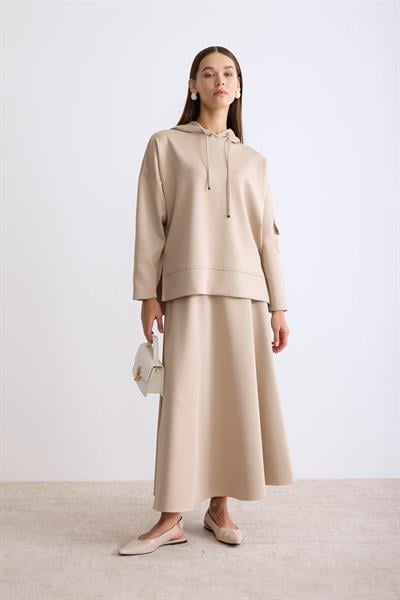 Puf Scuba Etekli Takım Bej