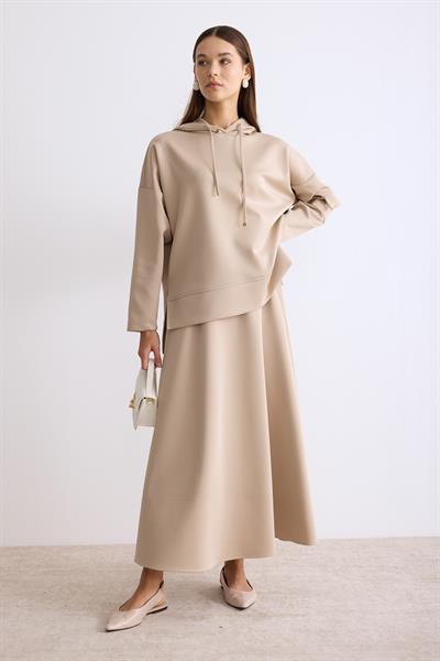 Puf Scuba Etekli Takım Bej