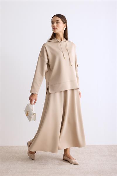 Puf Scuba Etekli Takım Bej