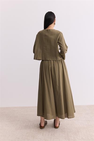 Rose Keten Etekli Takım Olive Green