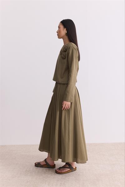Rose Keten Etekli Takım Olive Green