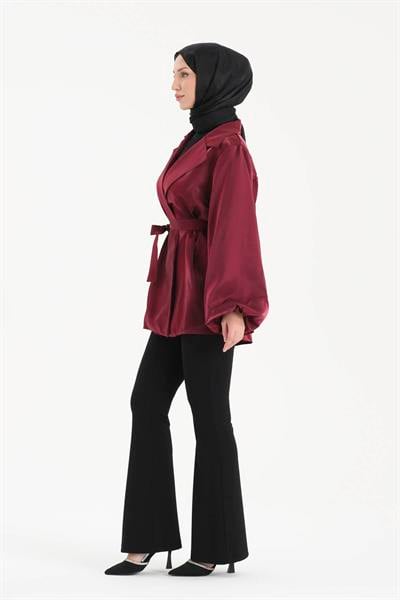 Tafta Saten Kumaş Ceket Bordo