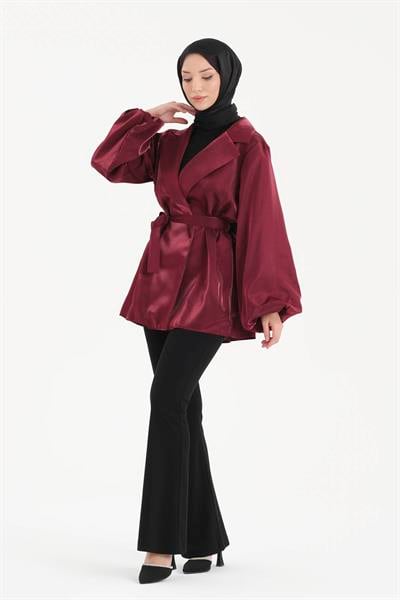 Tafta Saten Kumaş Ceket Bordo