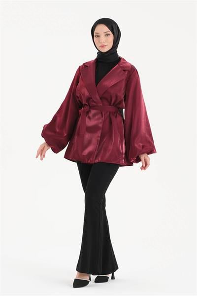 Tafta Saten Kumaş Ceket Bordo