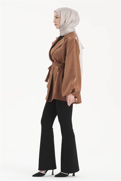 Tafta Saten Kumaş Ceket Camel