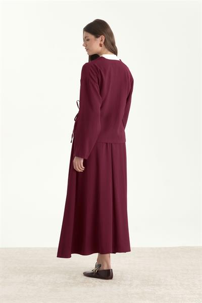 Tensel Kumaş Etekli Takım Bordo
