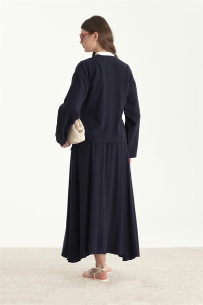 Tensel Kumaş Etekli Takım Lacivert