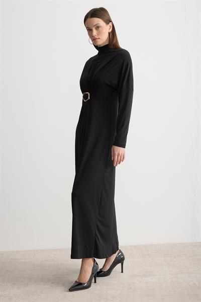 Toka Detaylı Sendi Elbise Siyah