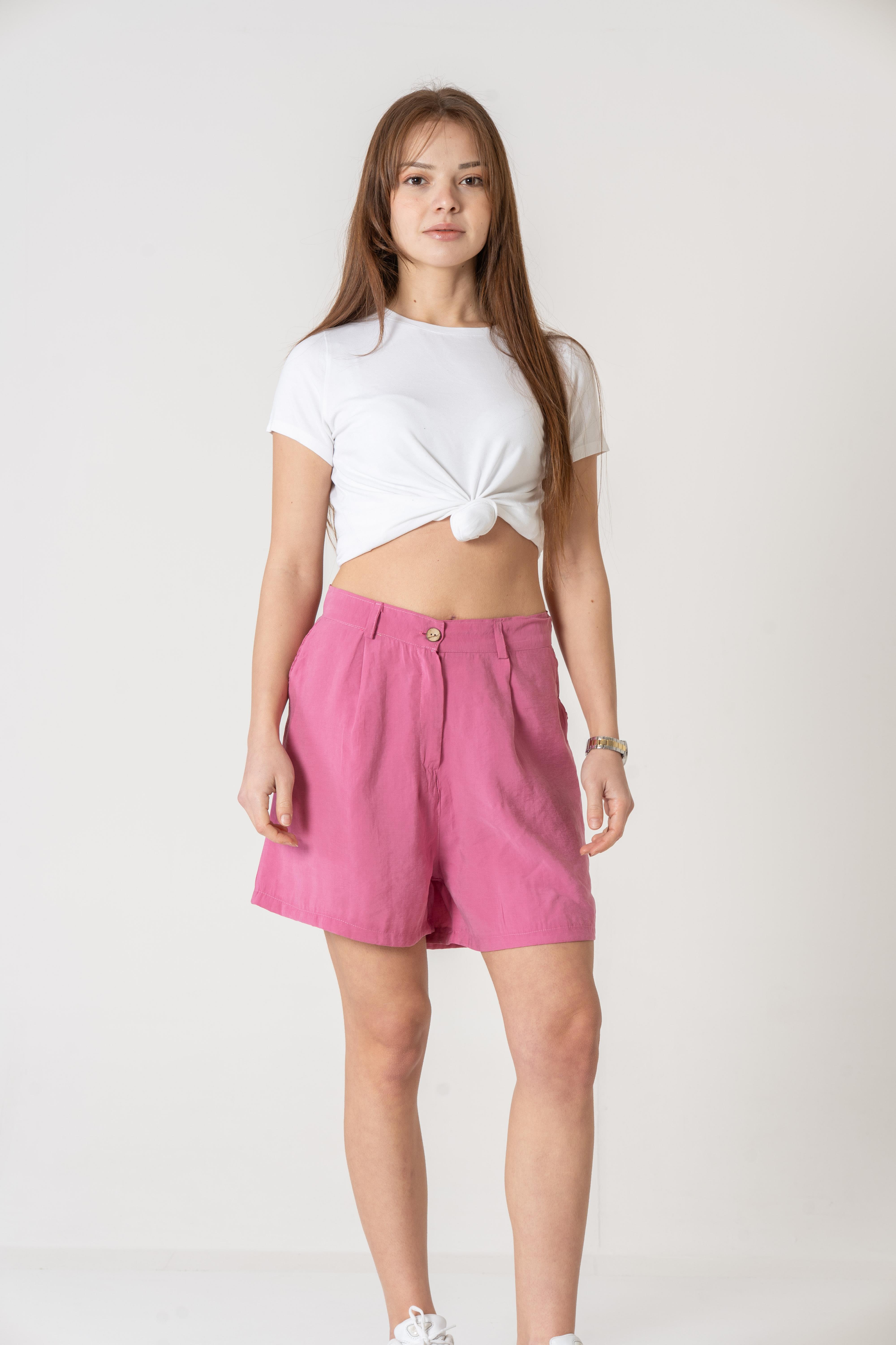 VerdeBlanco %100 Pamuk Müslin Şort Pembe