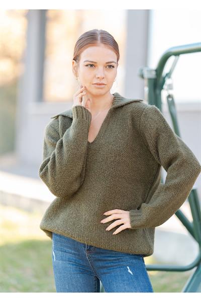 Gömlek Yaka Oversize Basic Kazak