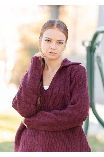 Gömlek Yaka Oversize Basic Kazak