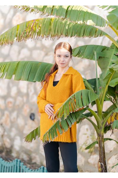 Gömlek Yaka Oversize Basic Kazak