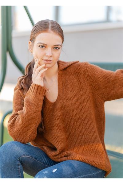 Gömlek Yaka Oversize Basic Kazak